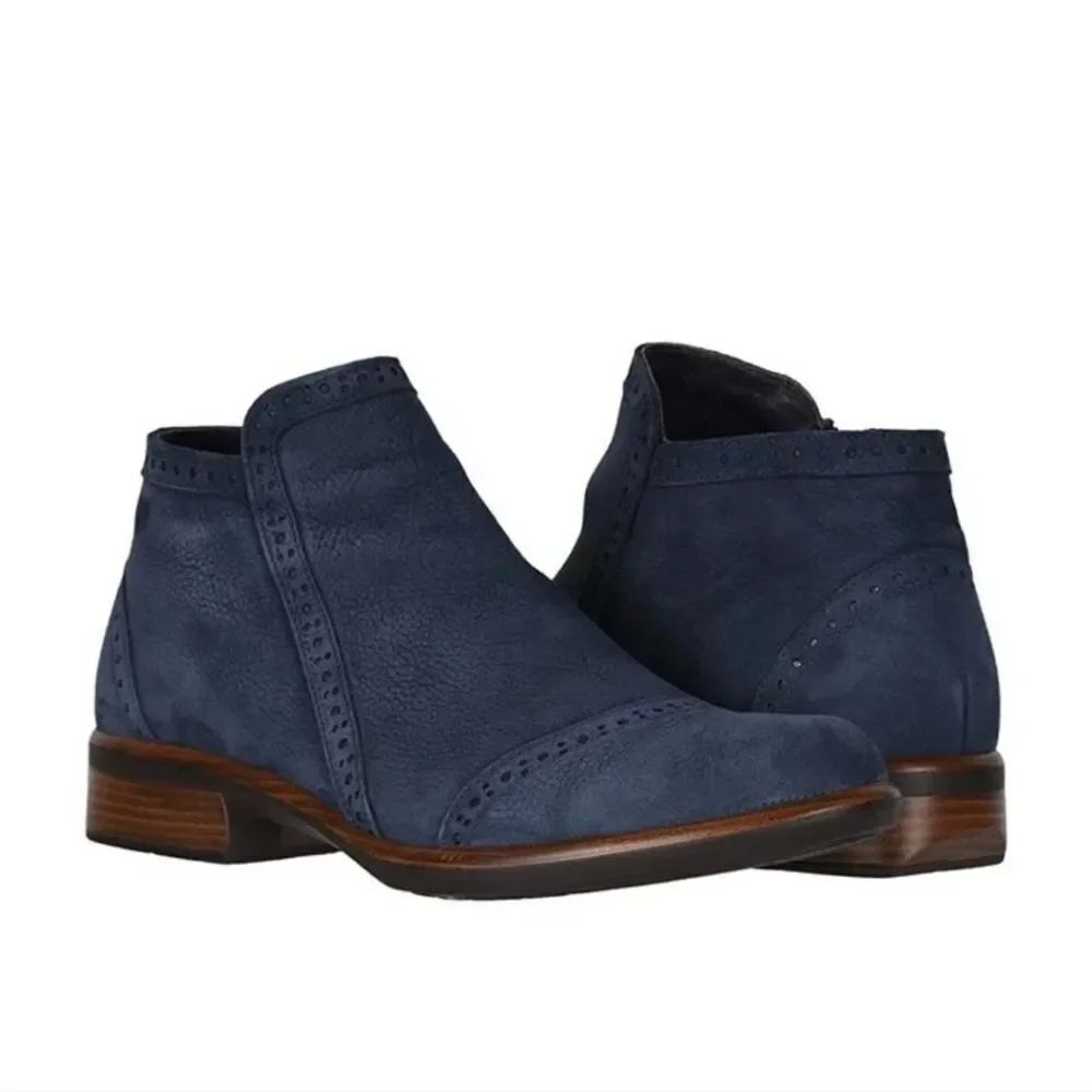 NAOT VELVET NUBUCK NEFASI WOMEN"S ANKLE ROUND TOE ZIP CLOSURE BOOTIES
